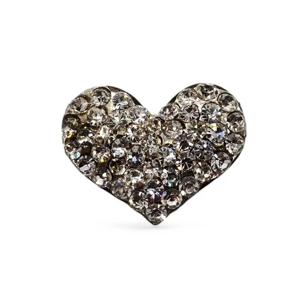 Crystal Heart Pin: Valentine's Day Brooch Silver and White